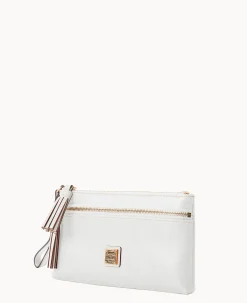 Saffiano Double Zip Wristlet