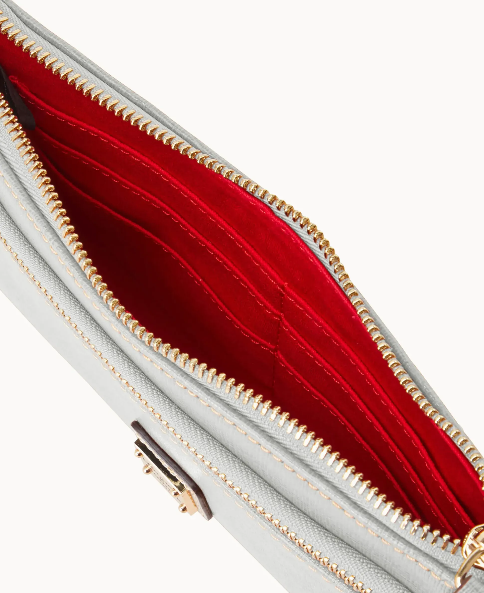 Saffiano Double Zip Wristlet