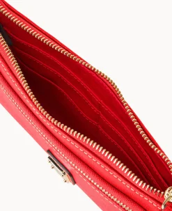 Saffiano Double Zip Wristlet