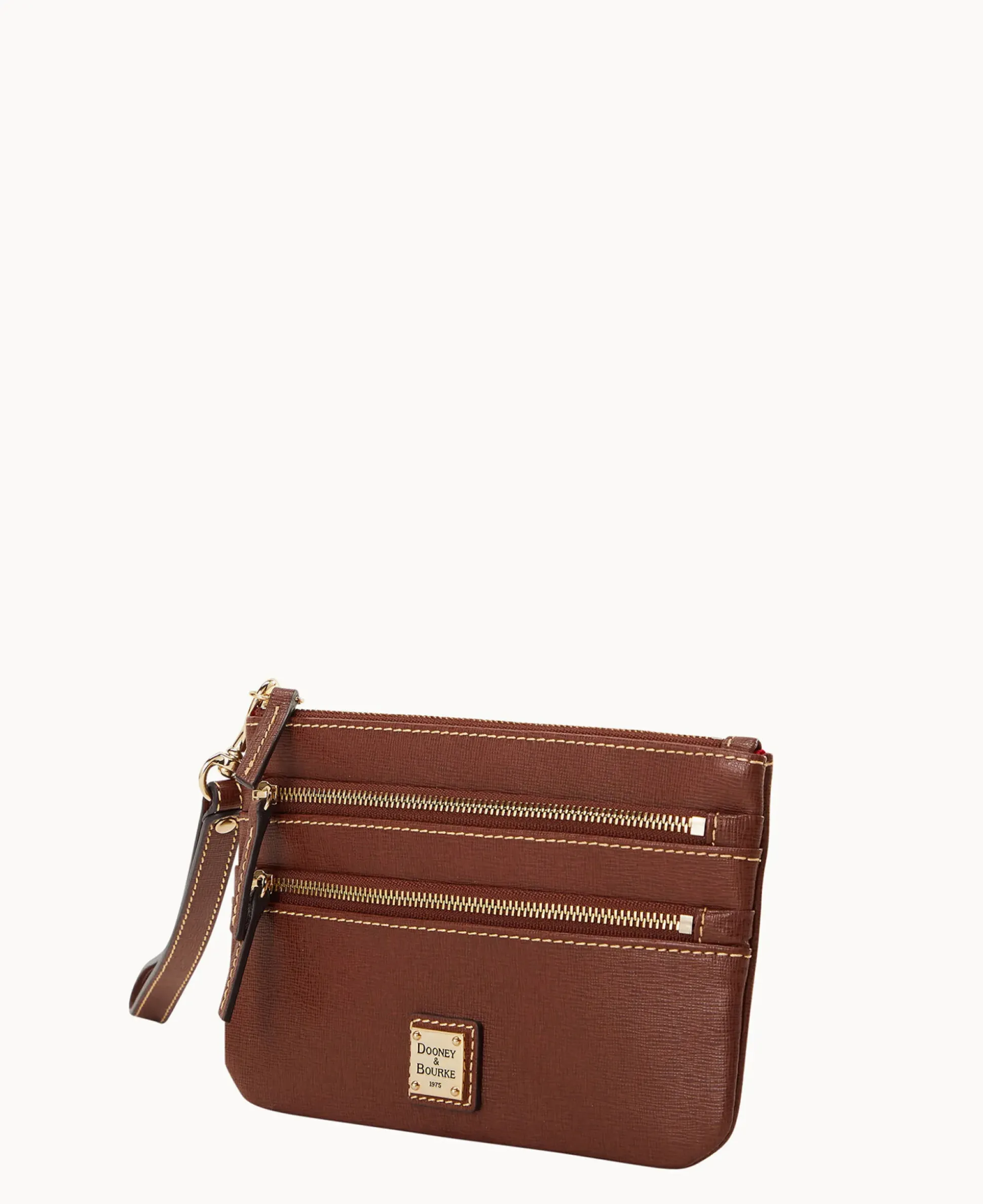 Saffiano Triple Zip Wristlet