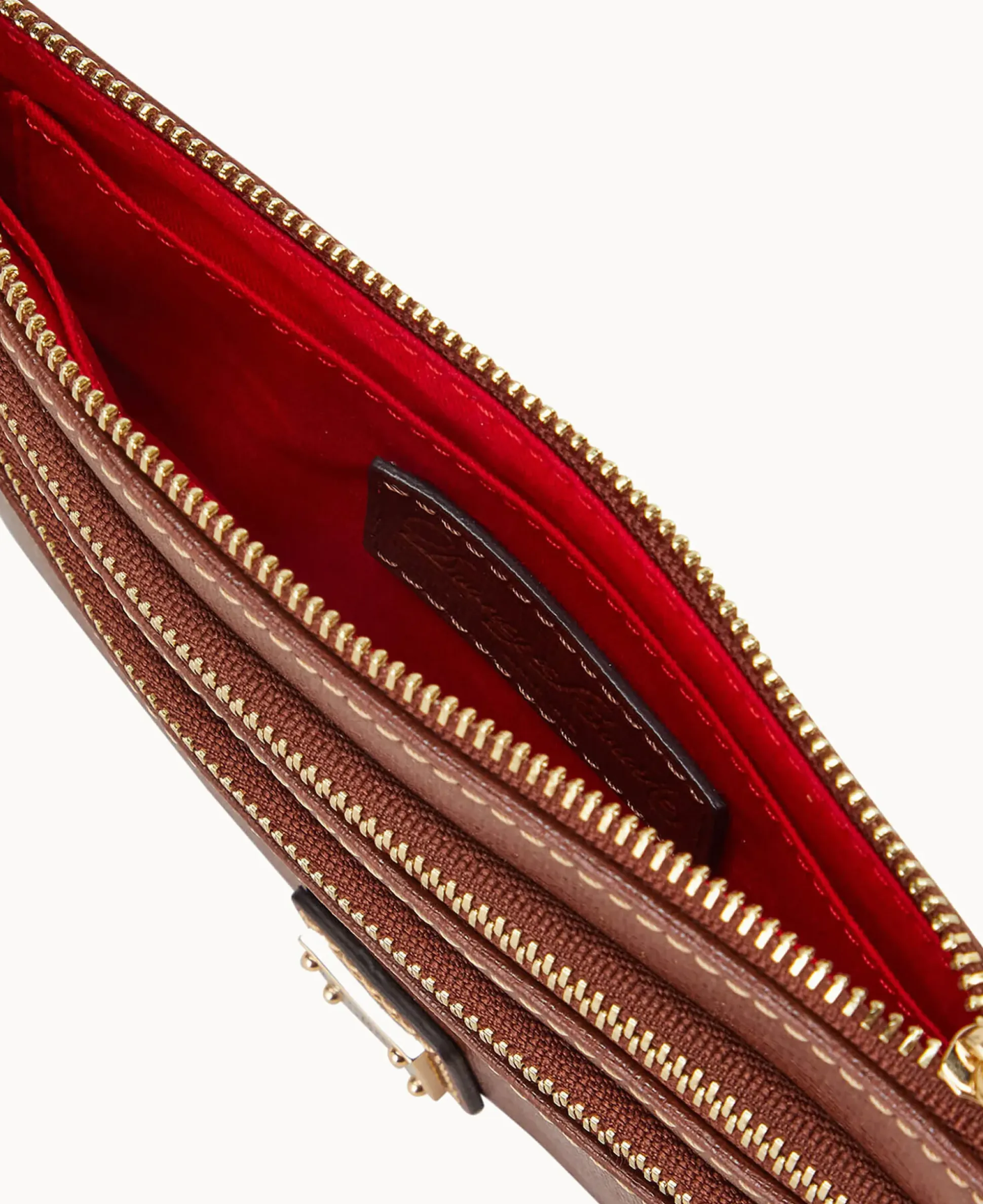 Saffiano Triple Zip Wristlet