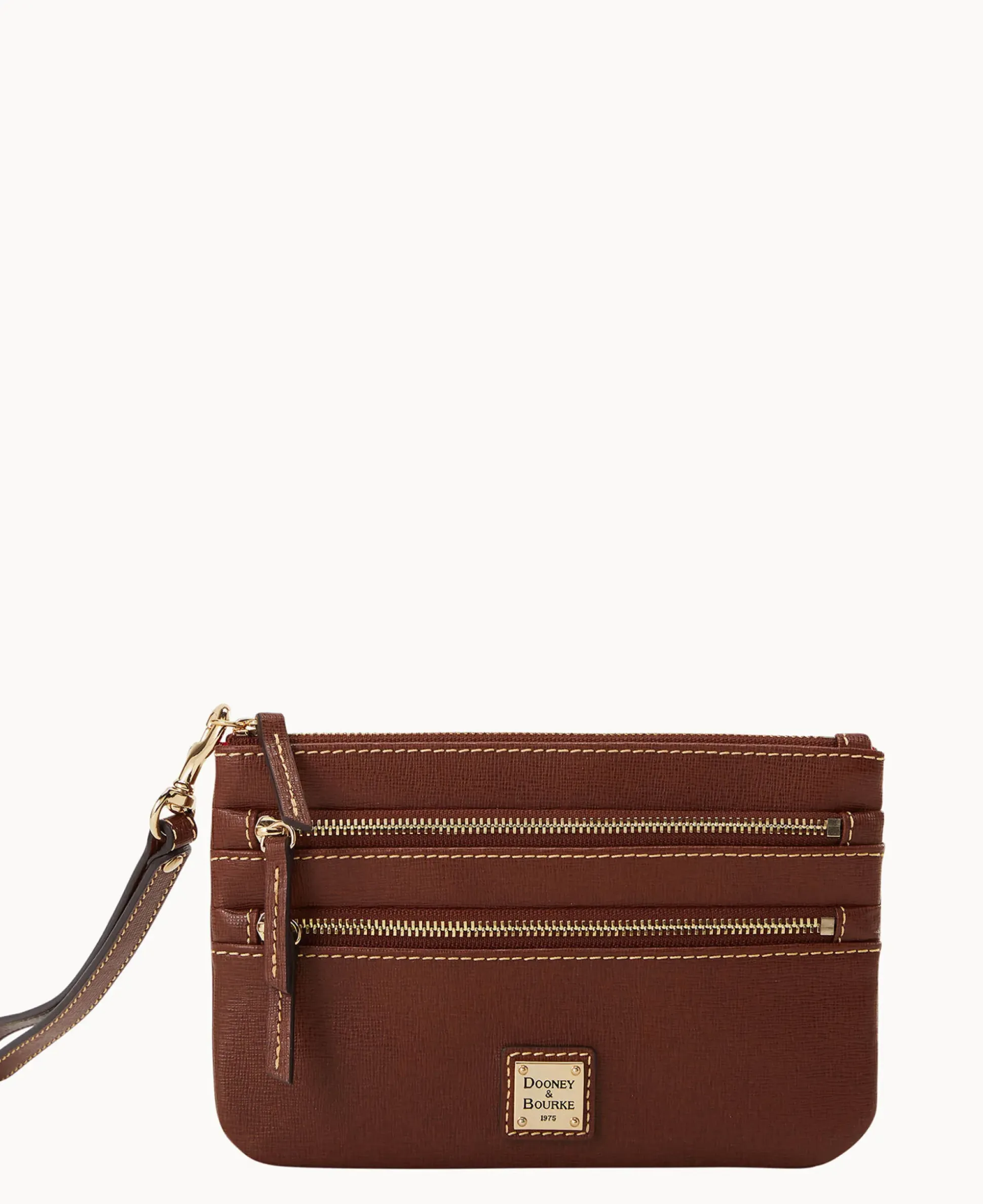 Saffiano Triple Zip Wristlet