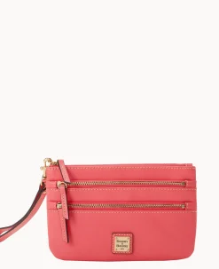Saffiano Triple Zip Wristlet
