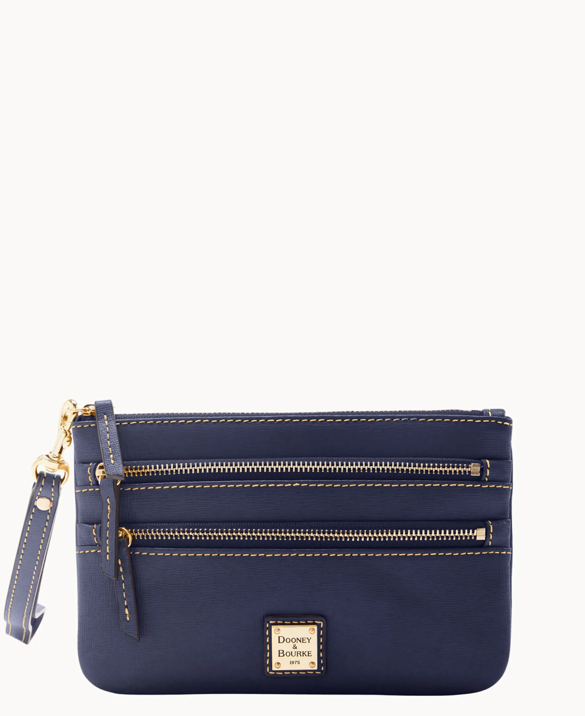 Saffiano Triple Zip Wristlet