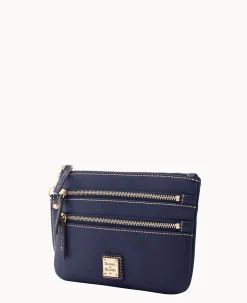 Saffiano Triple Zip Wristlet