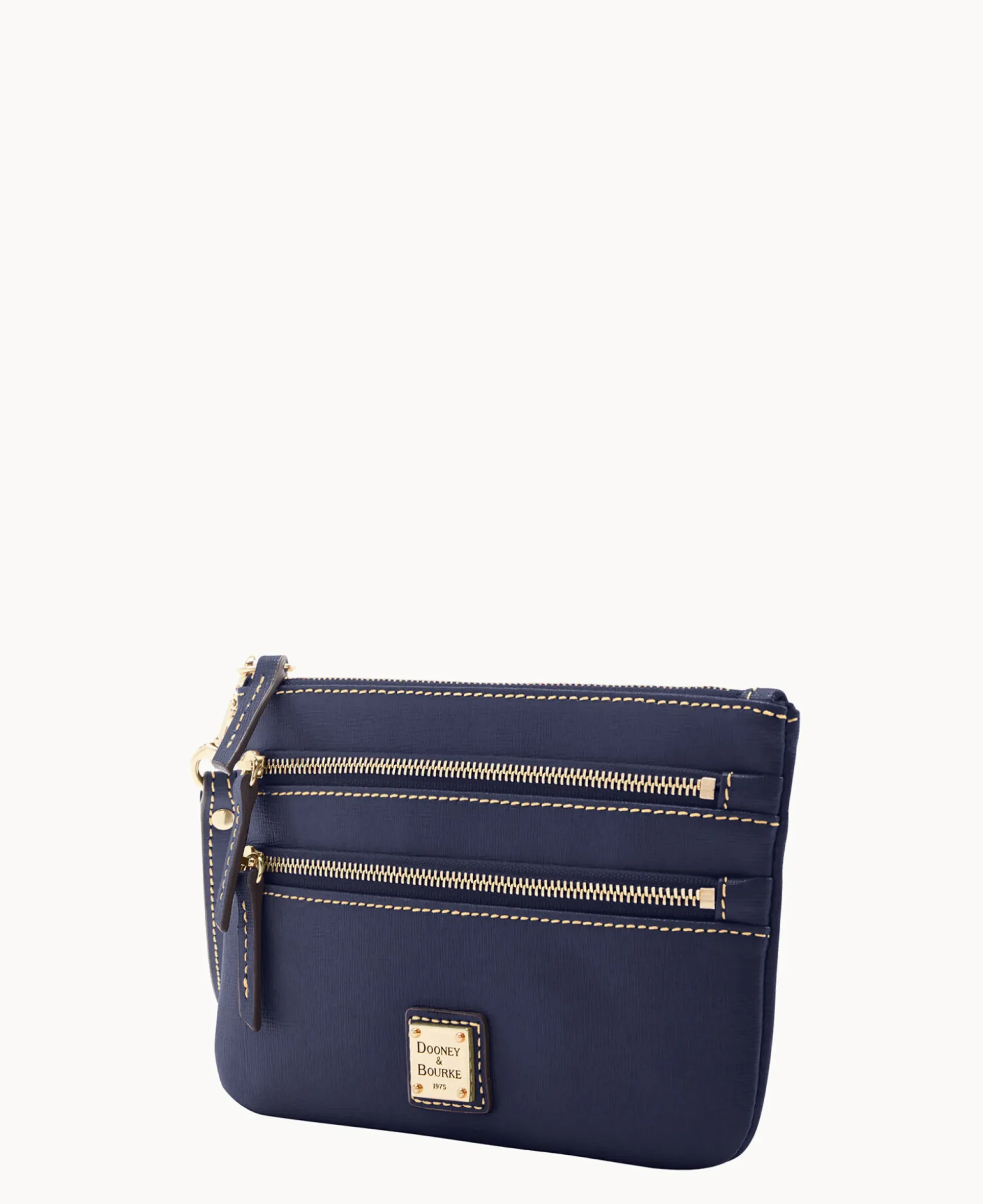Saffiano Triple Zip Wristlet