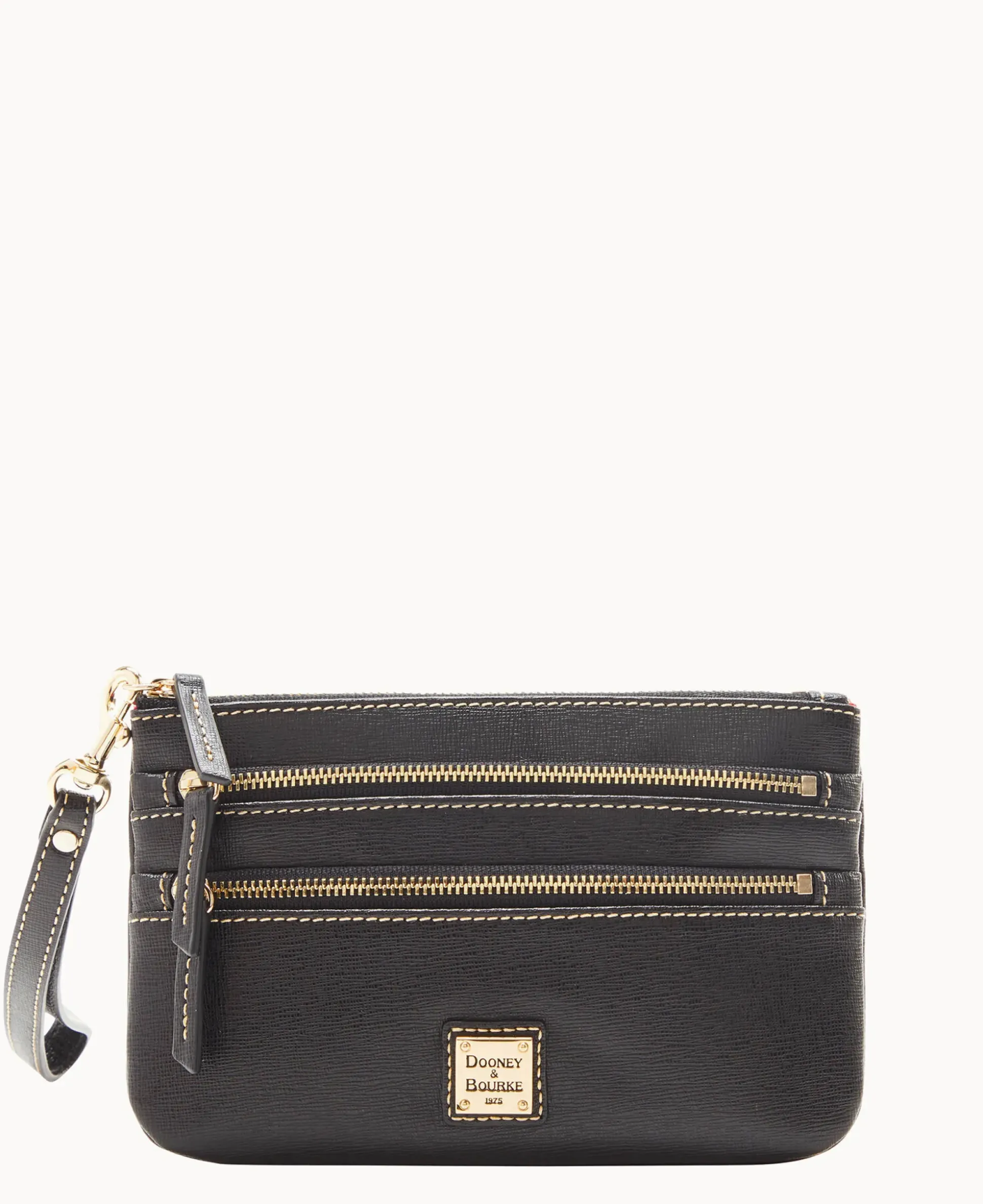 Saffiano Triple Zip Wristlet