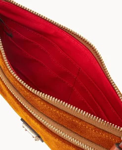 Suede Double Zip Wristlet