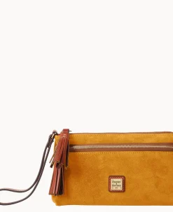 Suede Double Zip Wristlet