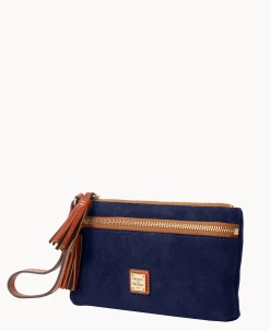 Suede Double Zip Wristlet