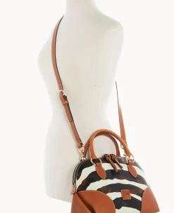 Zebra Leather Domed Satchel