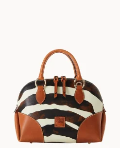 Zebra Leather Domed Satchel